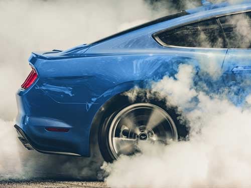 2023 Ford Mustang close up view of burnout